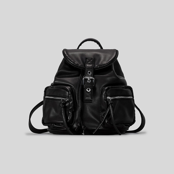 Multi-Pocket Leather Backpack