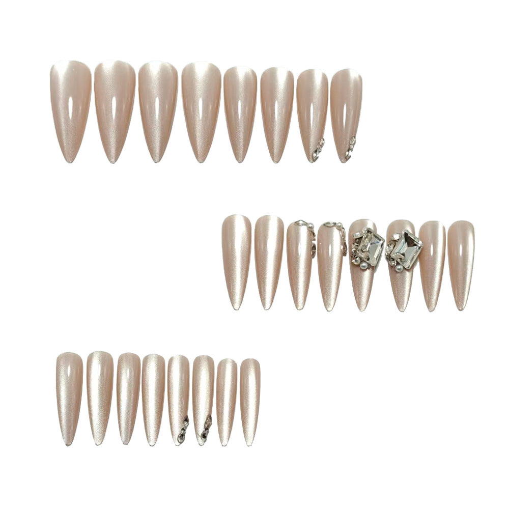 Artificial nails with elegant rhinestone decoration and glossy finish Kalsten