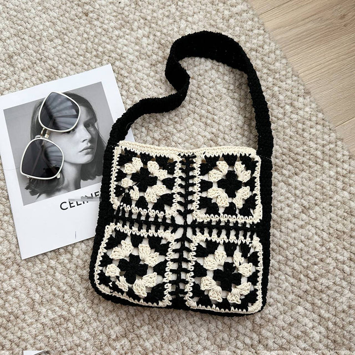 Crocheted shoulder bag with folkloric design Kalsten