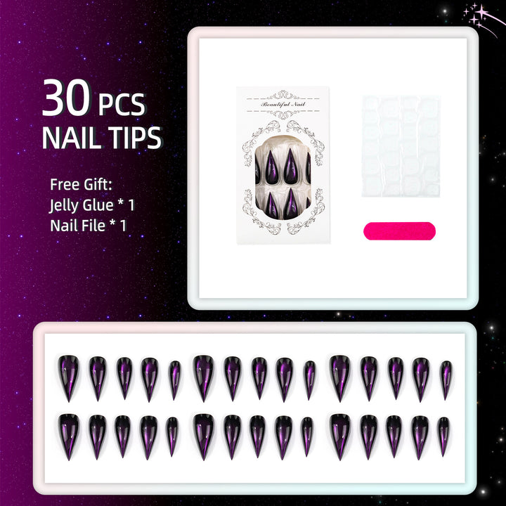 Premium Cat-Eye Press-On Nail Set
