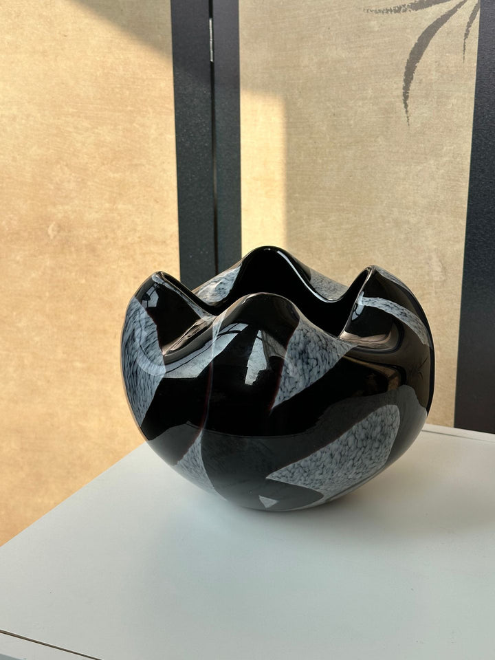Sculptural Handcrafted Decorative Glass Centerpiece Bowl Kalsten