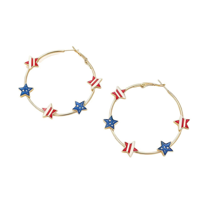 Women's playful hoop earrings with enamel star appliqués and secure click closure Kalsten