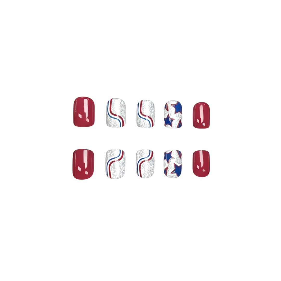 Festive Glittery Star and Stripe Nail Art Kalsten