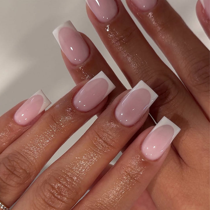 Artificial nail extensions with modern French tip Kalsten