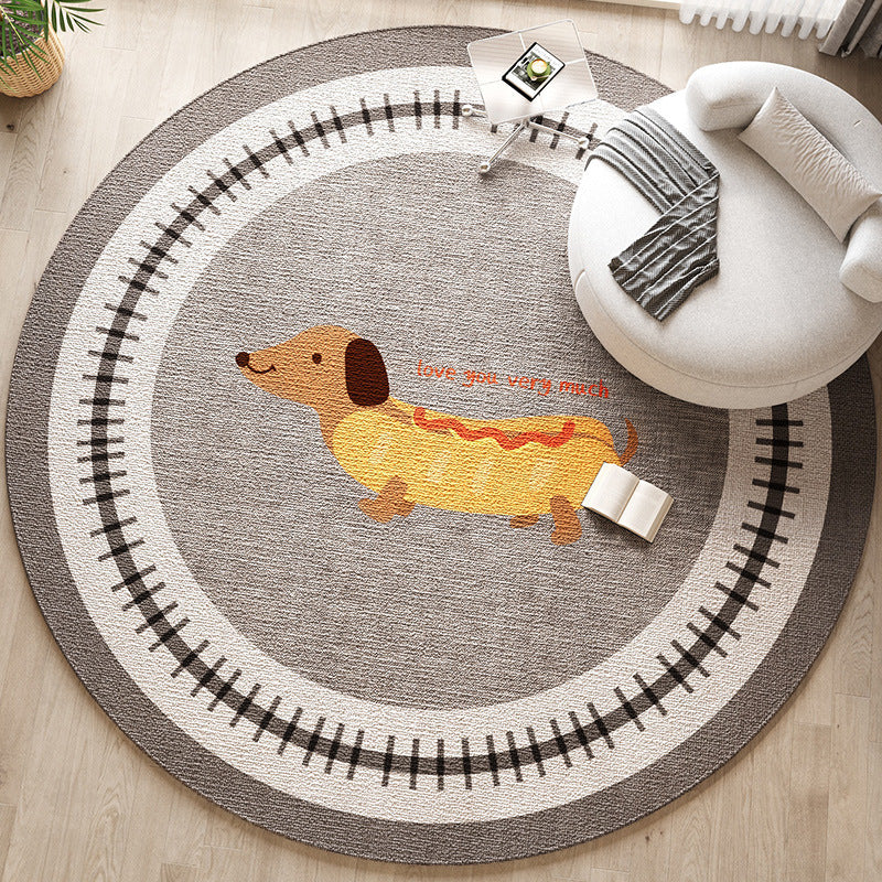 Round Dog-Themed Area Rug