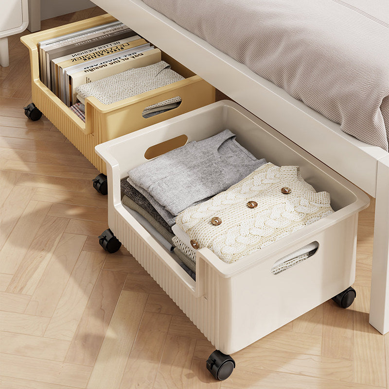 Low-Profile Wheeled Under-Desk Storage Bin with Cutout Handles
