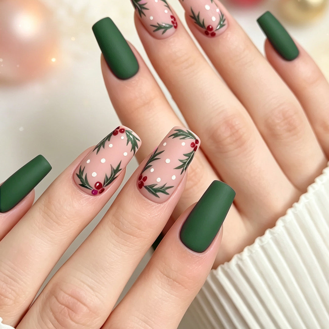 Festive Holly Nail Art Enhancements Kalsten