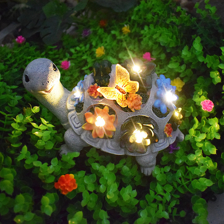 Solar Powered Succulent Turtle Garden Planter Night Light Ornament Kalsten
