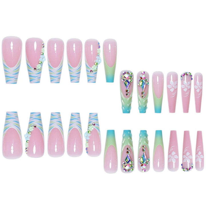 Glamorous 3D Floral Press-On Nail Extensions Kalsten