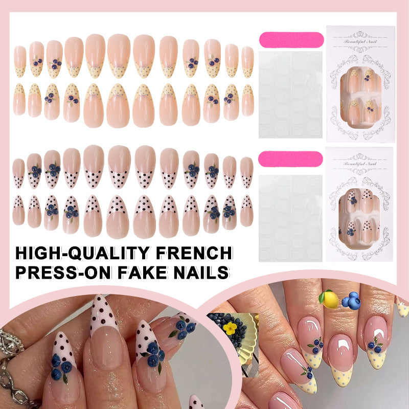 French Tip Floral Press-On Nail Set Kalsten