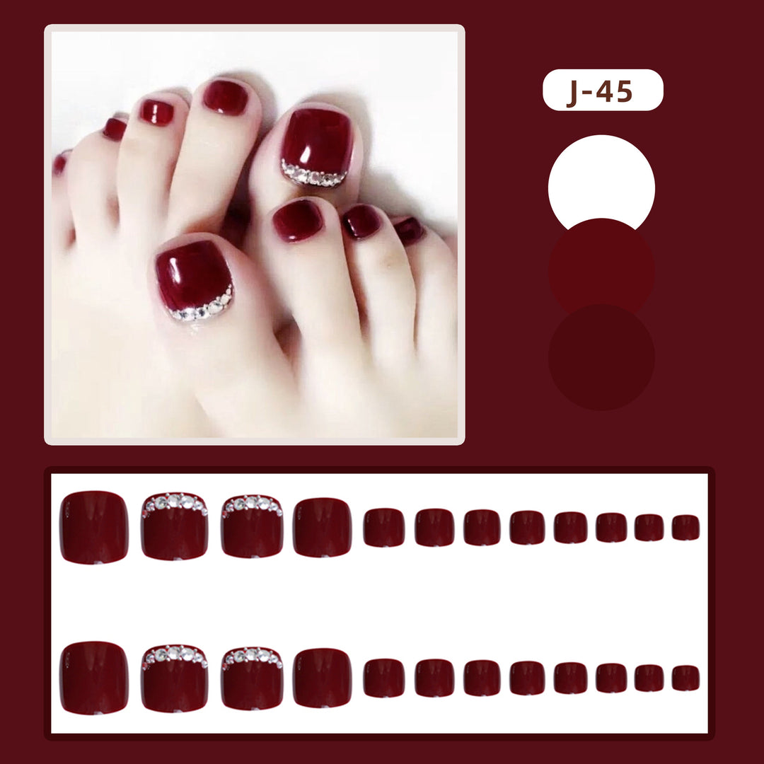 Glossy Press-On Nail Art Set with Rhinestone Accents Kalsten