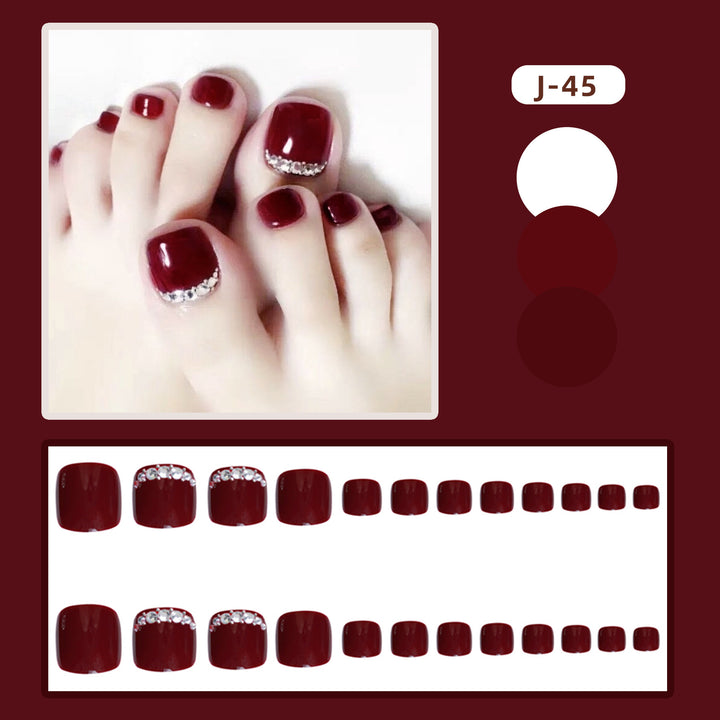 Glossy Press-On Nail Art Set with Rhinestone Accents Kalsten