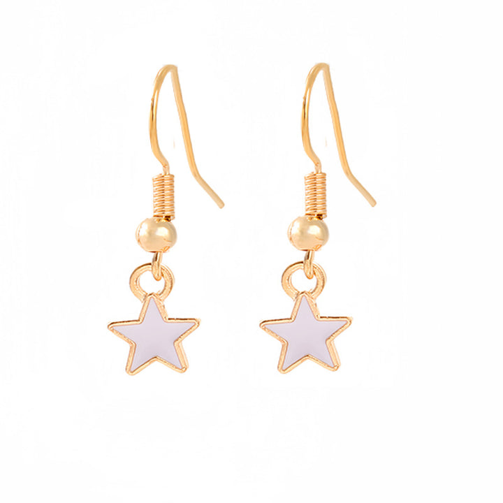 Ladies enamel earrings horseshoe with star stripe motif Kalsten