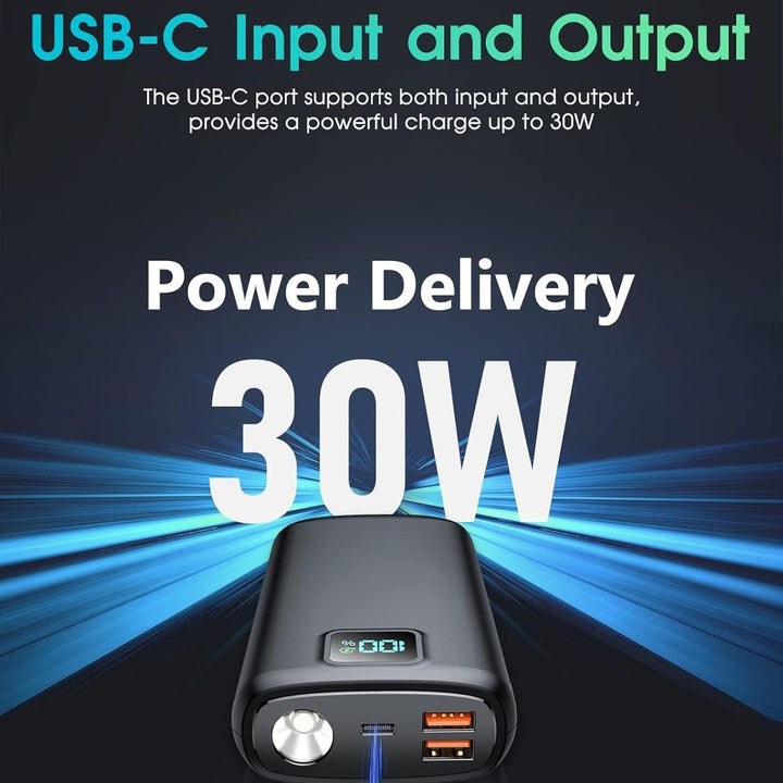 Portable power bank with digital charging display and LED lamp Kalsten