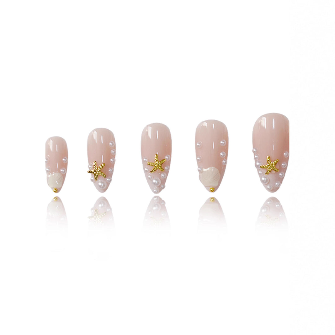 Artistic Shell-Inspired Press-On Nail Art Kalsten