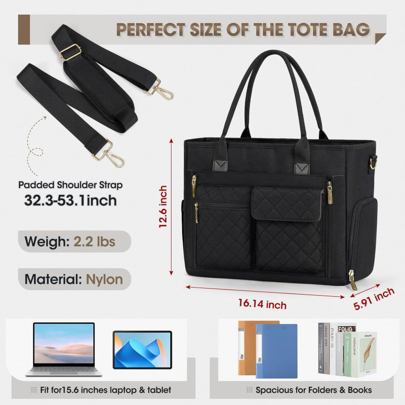 Multifunctional tote bag with structured interior layout and removable compartments Kalsten