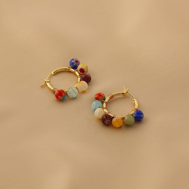 Colorful Beaded Hoop Earrings Kalsten