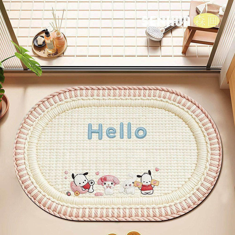 Decorative Bunny-Themed Bath Mat