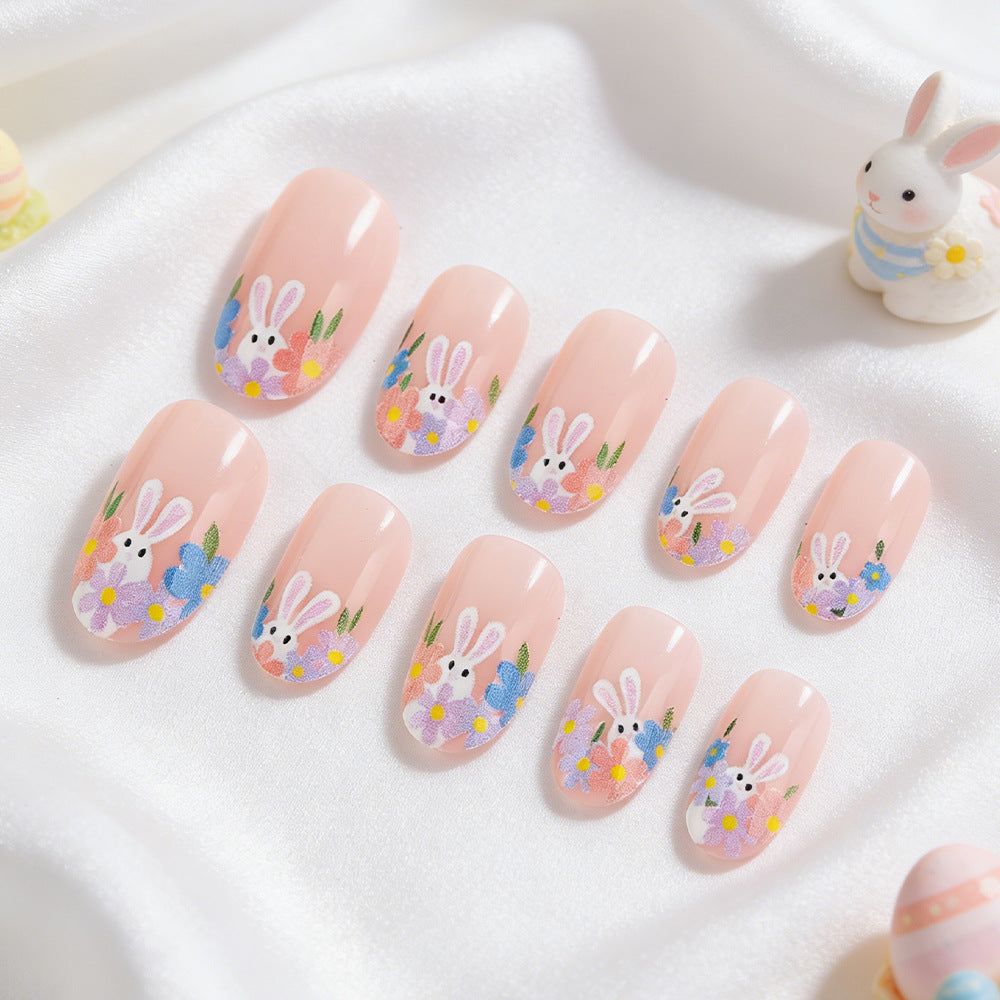 Artistic Floral Bunny Press-On Nails Kalsten
