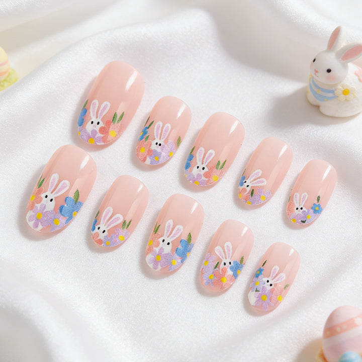 Artistic Floral Bunny Press-On Nails Kalsten