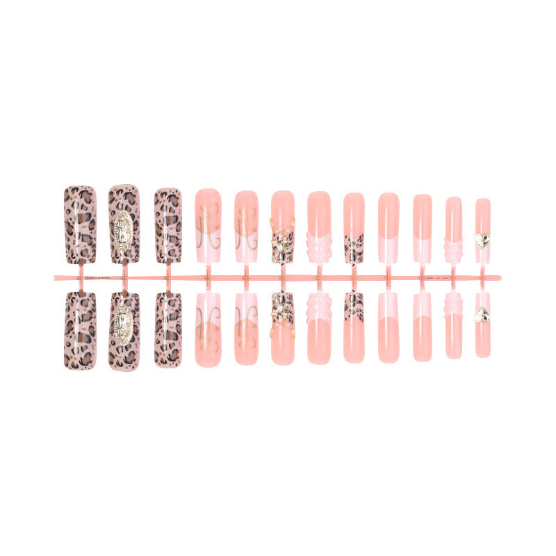 Creative Nail Art Set with Leopard Design and Elegant Decorations Kalsten