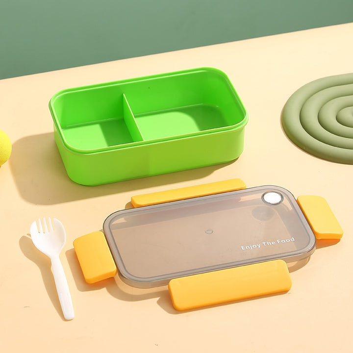 Multi-Section Eco-Friendly Lunch Box with Built-In Utensils