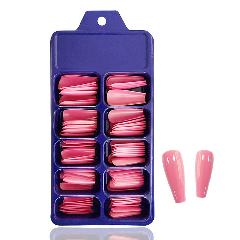 Artificial nails with long French tip design Kalsten