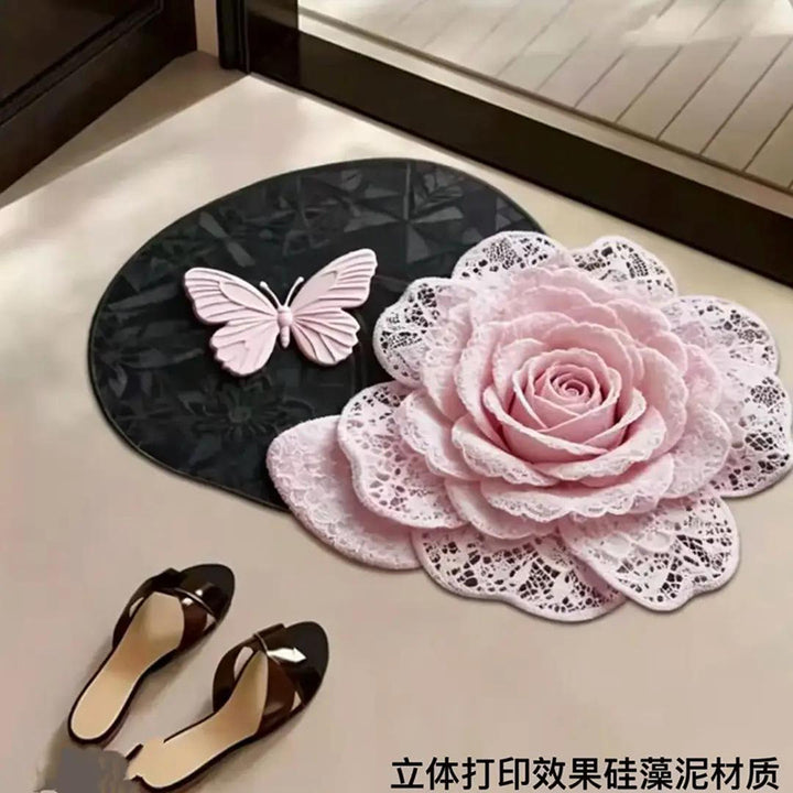 Decorative 3D Rose and Butterfly Mat