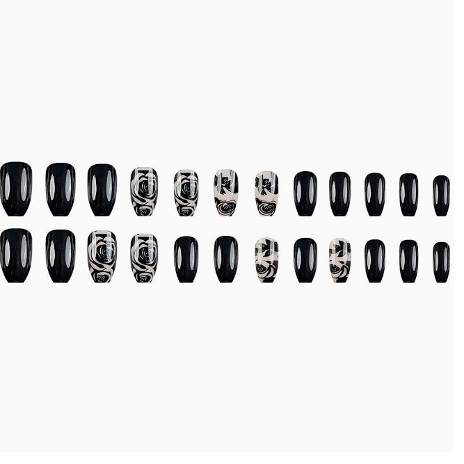Artistic Floral Press-On Nail Art Enhancements Kalsten