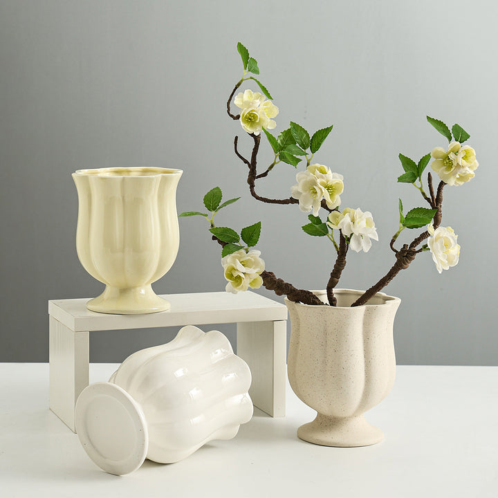 Elegant Sculpted Ceramic Flower Pot