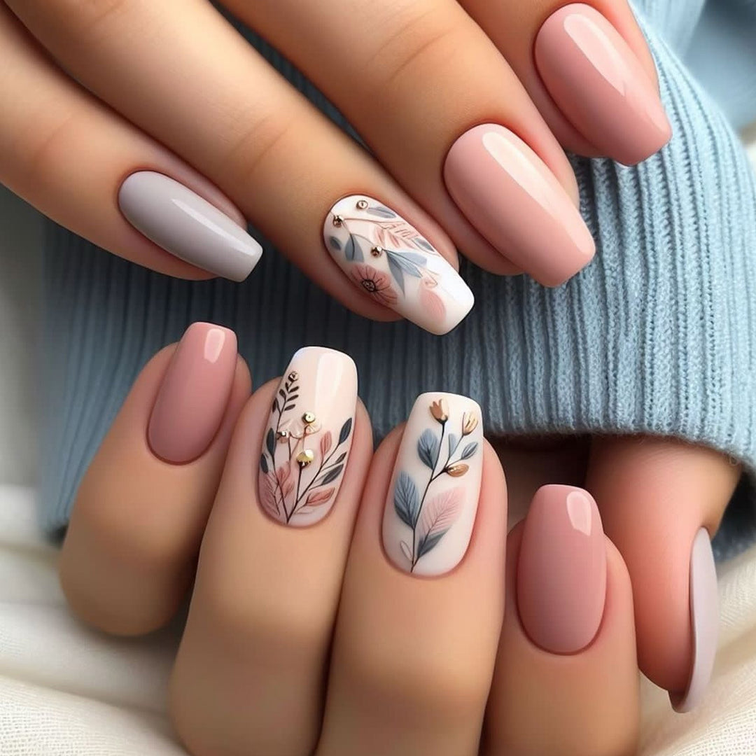 Botanical Floral Press-On Nail Art Kalsten