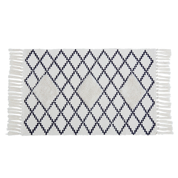 Woven runner rug with fringes and geometric ethnic pattern Kalsten