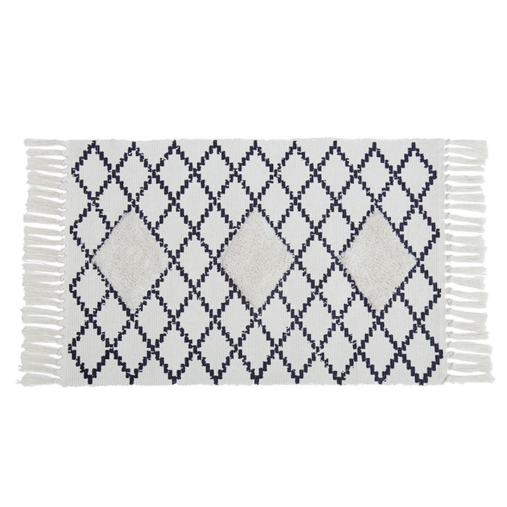 Woven runner rug with fringes and geometric ethnic pattern Kalsten
