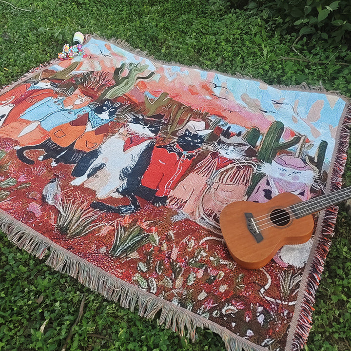 Artistic Cat-Themed Throw Blanket