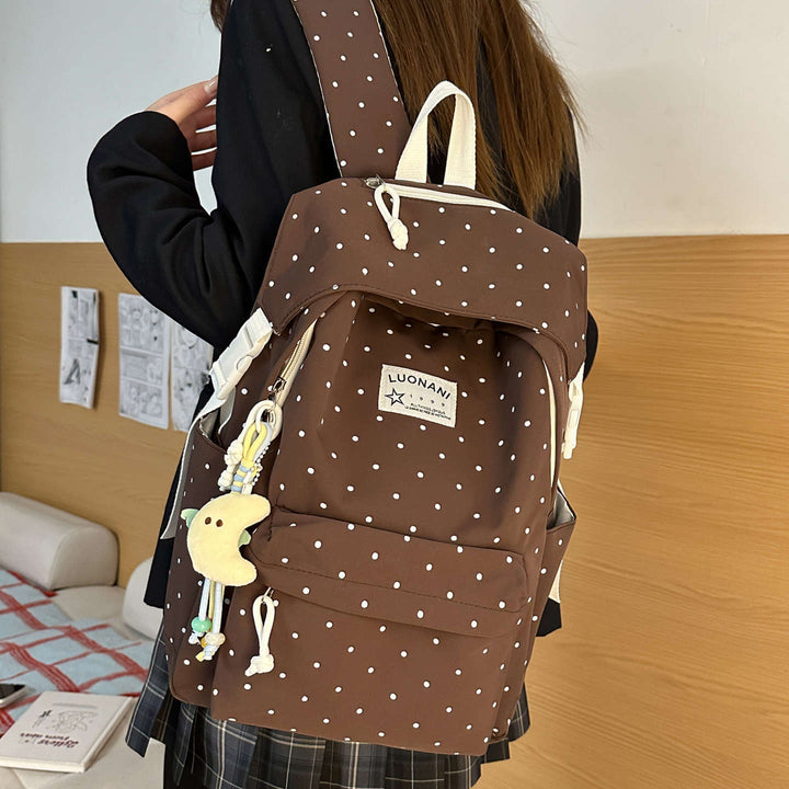 Polka-Dotted Canvas Backpack Kalsten