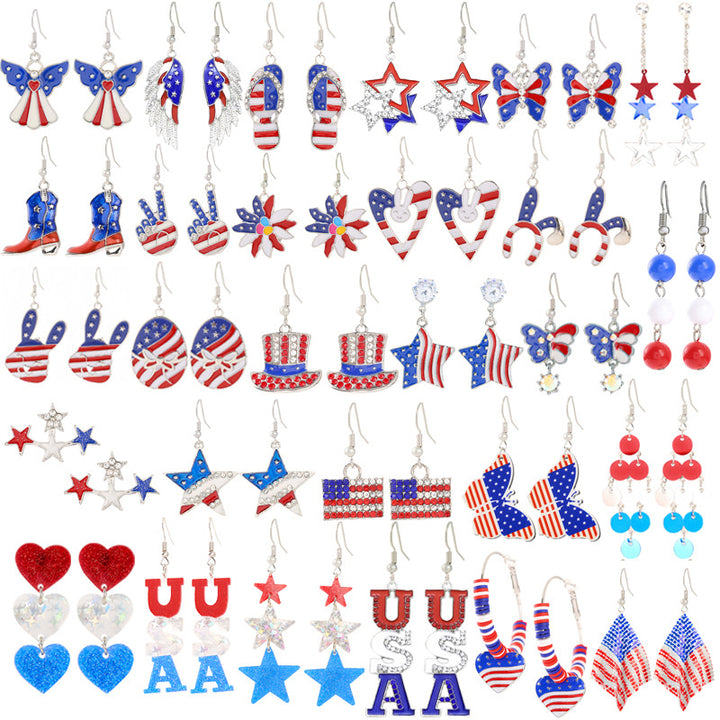 Women's nan patriotic horseshoe enamel dangle earrings with star-accented design and fishhook findings Kalsten