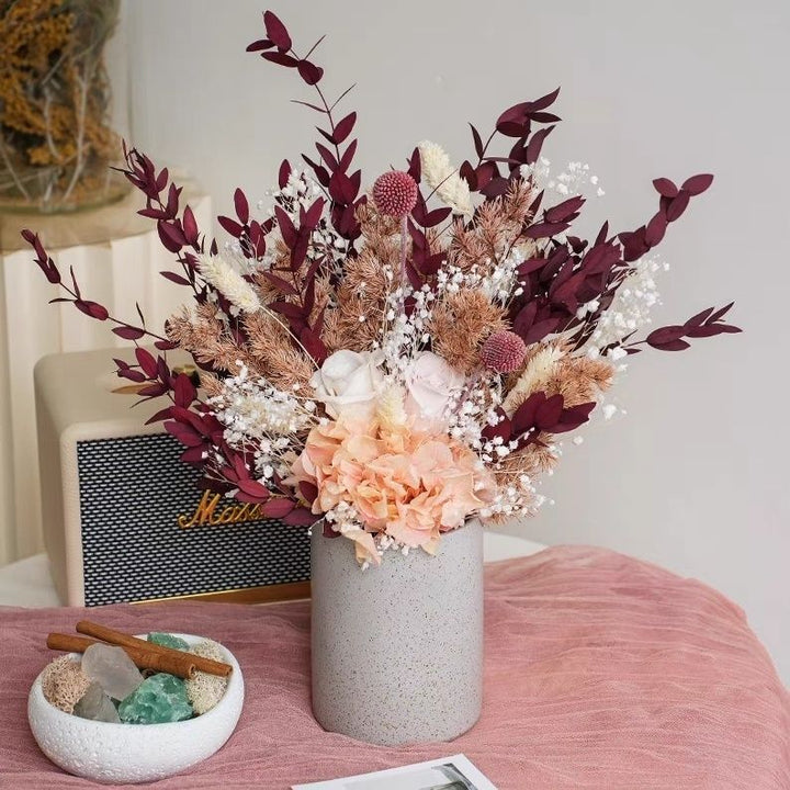 Dried Floral Arrangement in Modern Decorative Vase