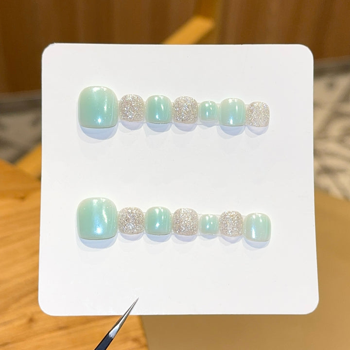 Acrylic nail set with glitter and pastel accent Kalsten