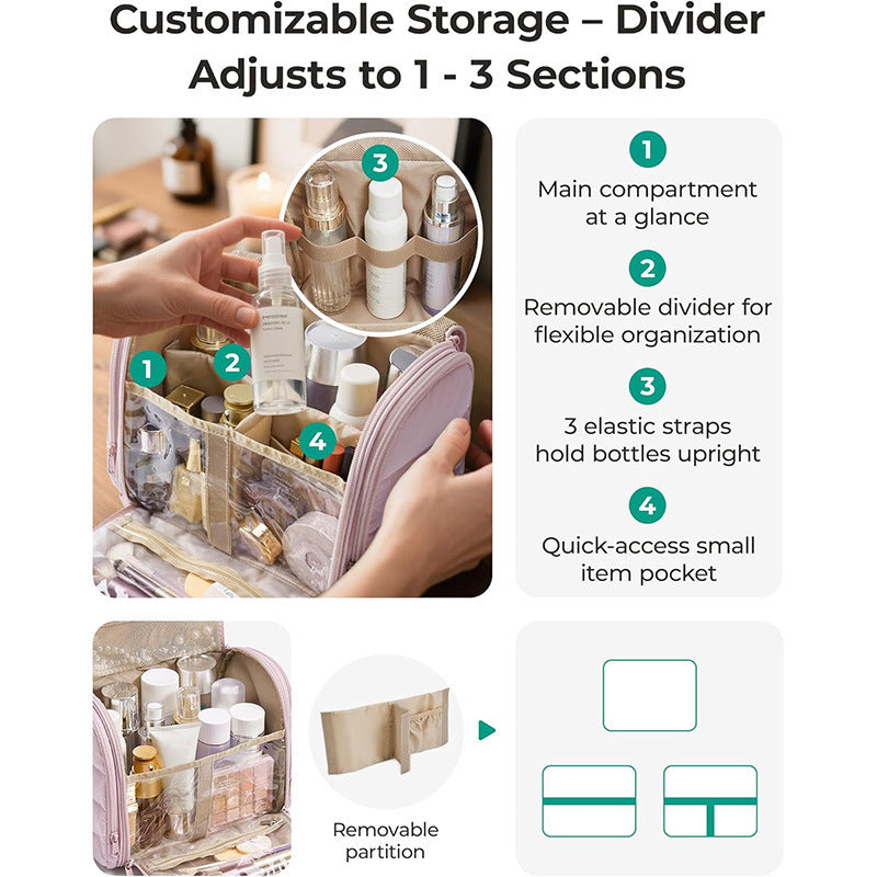 Cosmetic Organizer Bag with Removable Hook and Transparent Compartments Kalsten