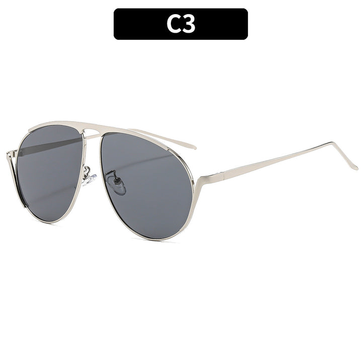 Oversized Aviator Sunglasses with Gold Accents