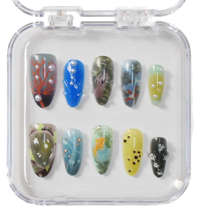 Artistic Ocean-Inspired Press-On Nails Kalsten