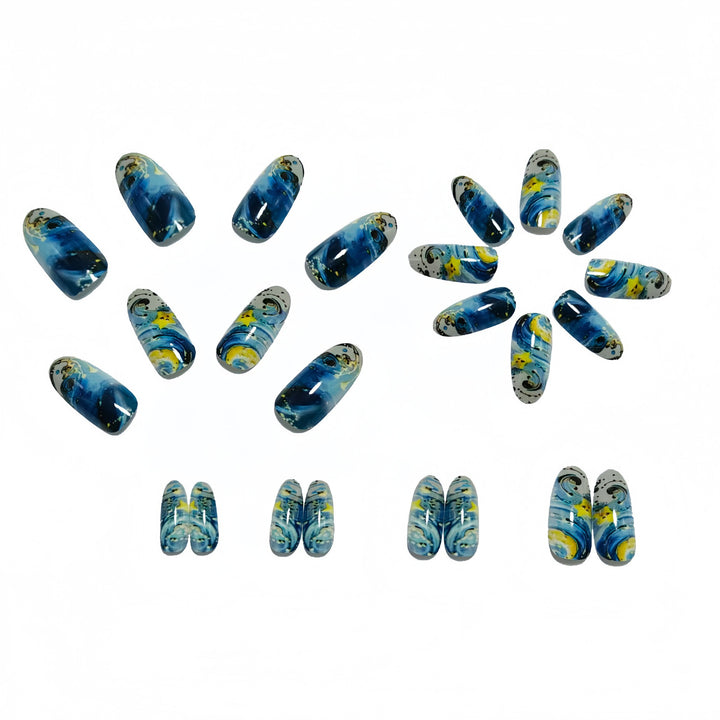 Creative art nails in star and moon design Kalsten