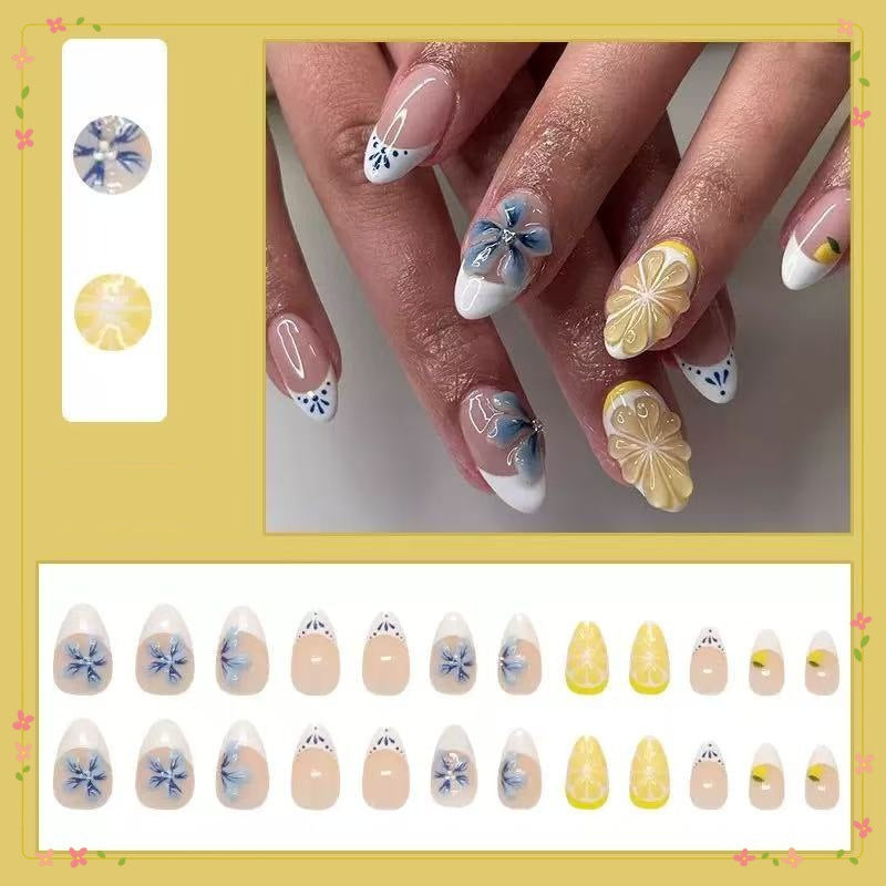 Artistic artificial nails with floral and fruity accents Kalsten