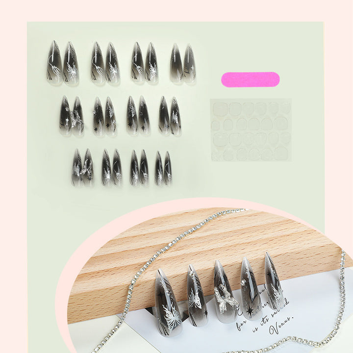 Artificial nail set with elegant floral design and sparkling accents Kalsten