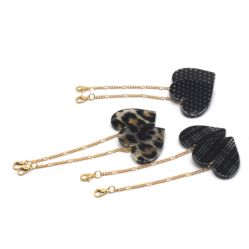 Heart-Shaped Dangle Earrings with Golden Chain Kalsten