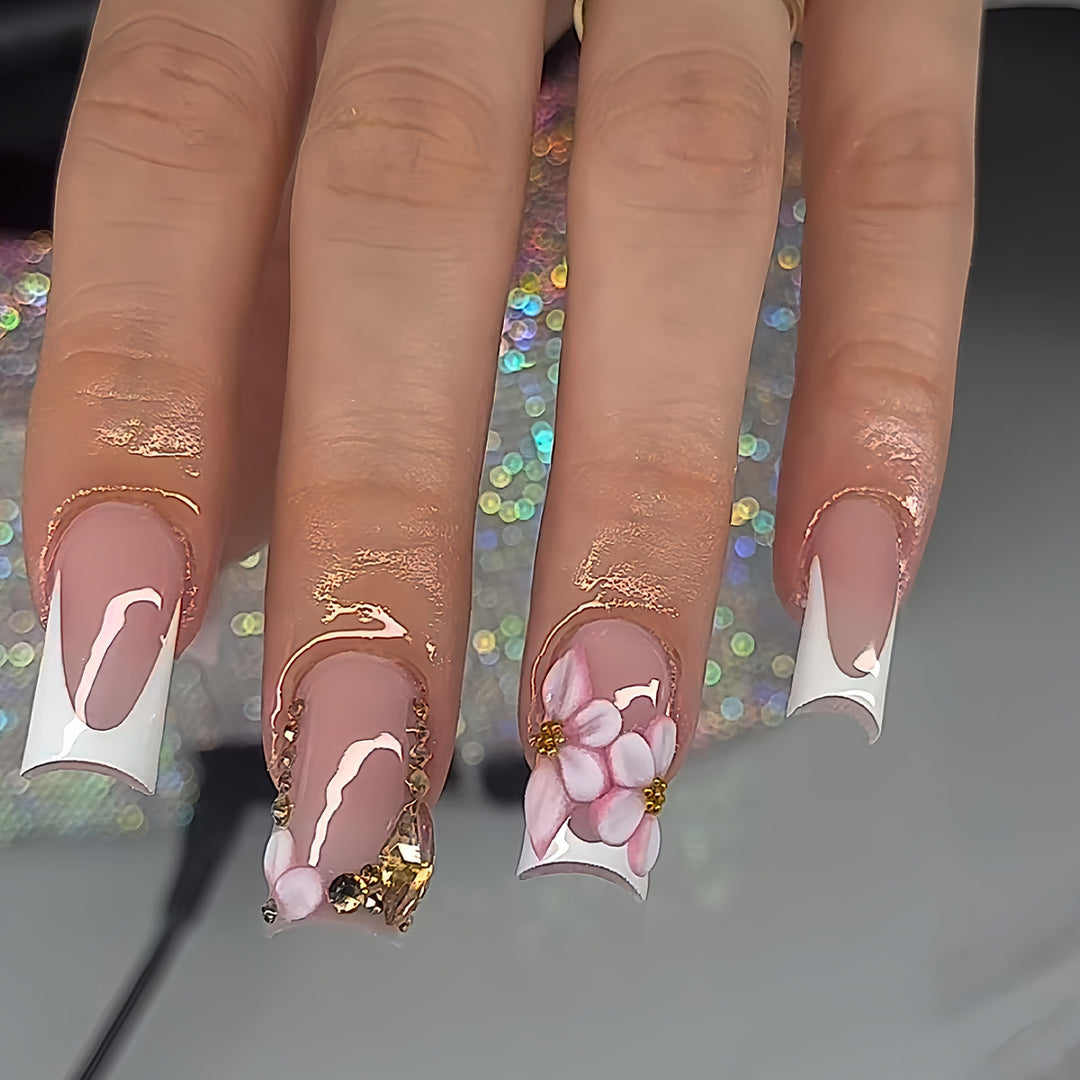 Chic Floral Press-On Nail Art Extensions Kalsten