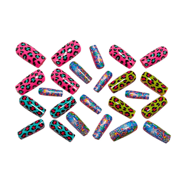 Colorful art nail creation with leopard motif Kalsten