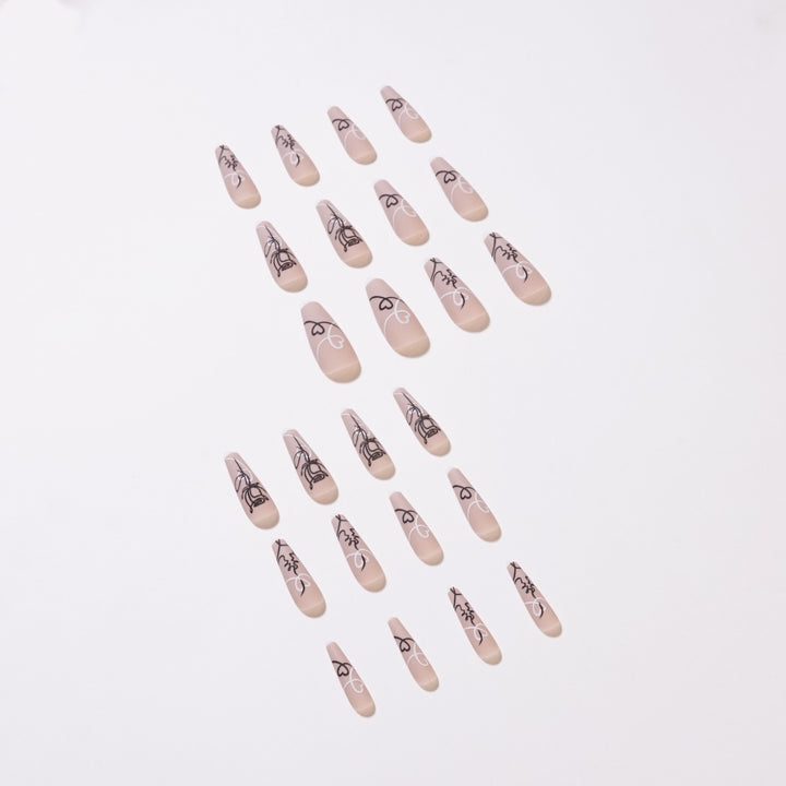 Artful nail extensions with creative line and heart design Kalsten