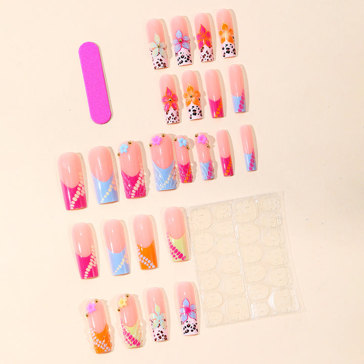 Vibrant Floral 3D Nail Art Extensions Kalsten