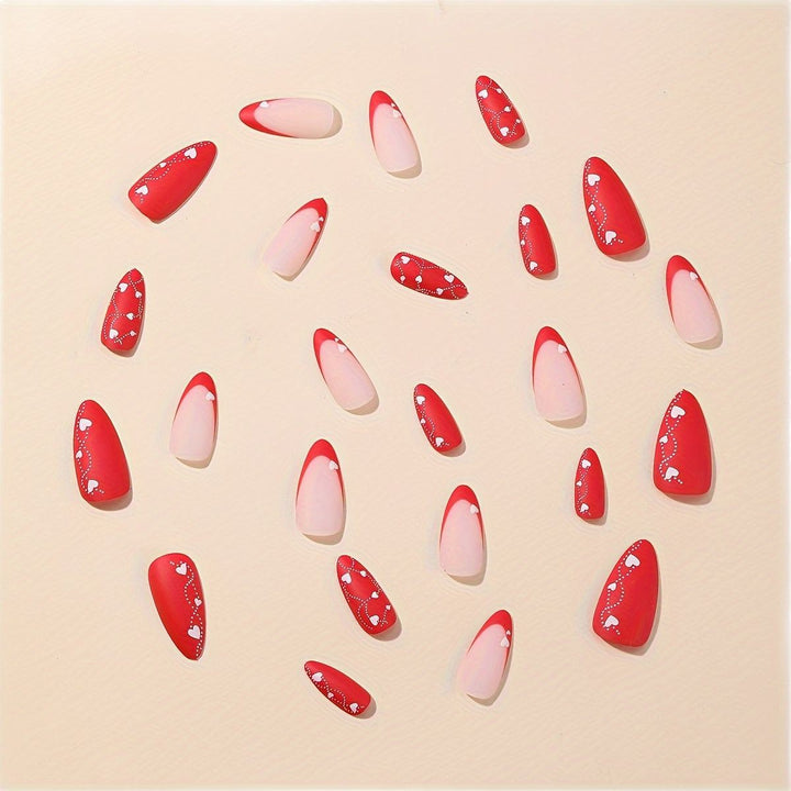 Elegant Heart-Embellished Press-On Nail Art Kalsten